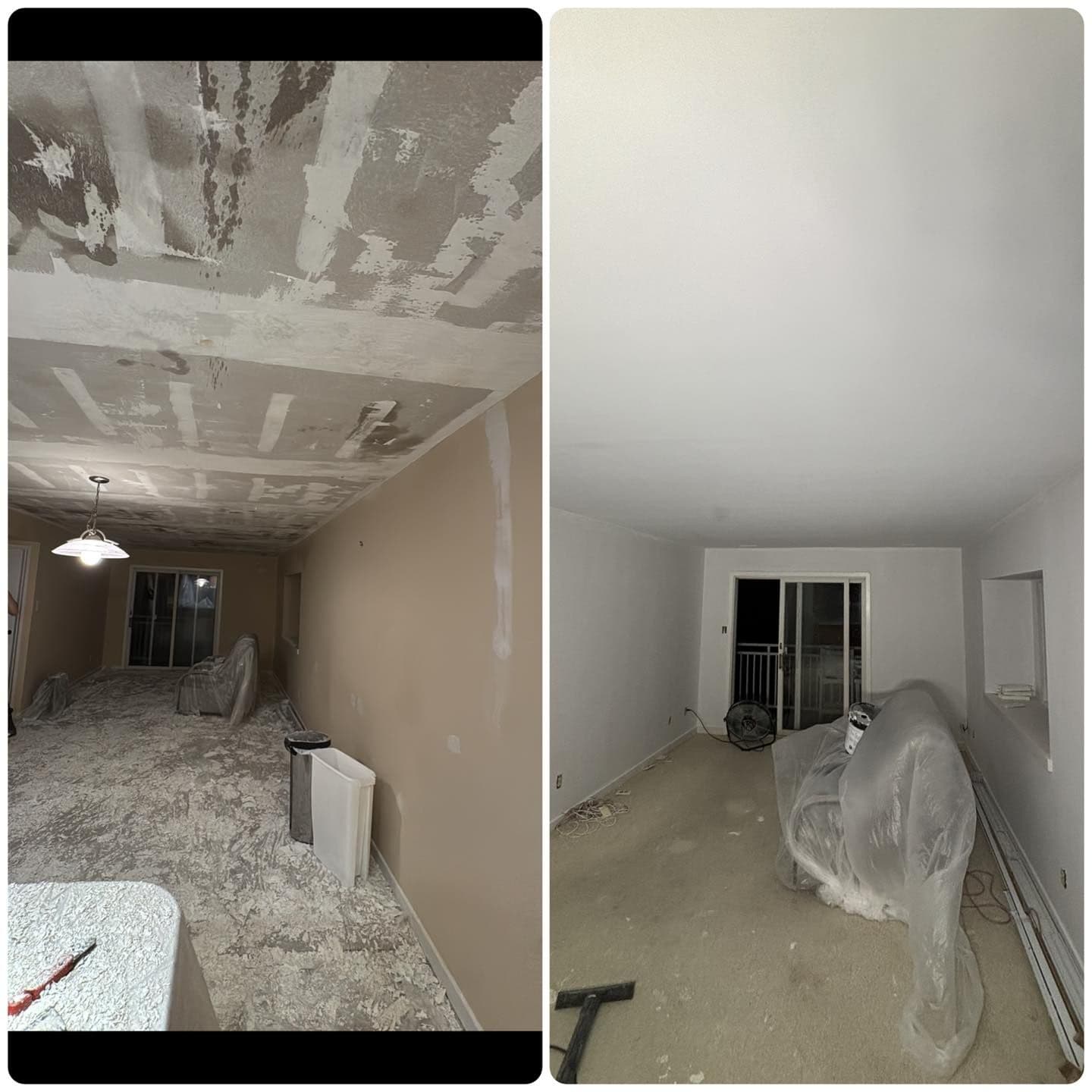 Ceiling drywall repair and restoration