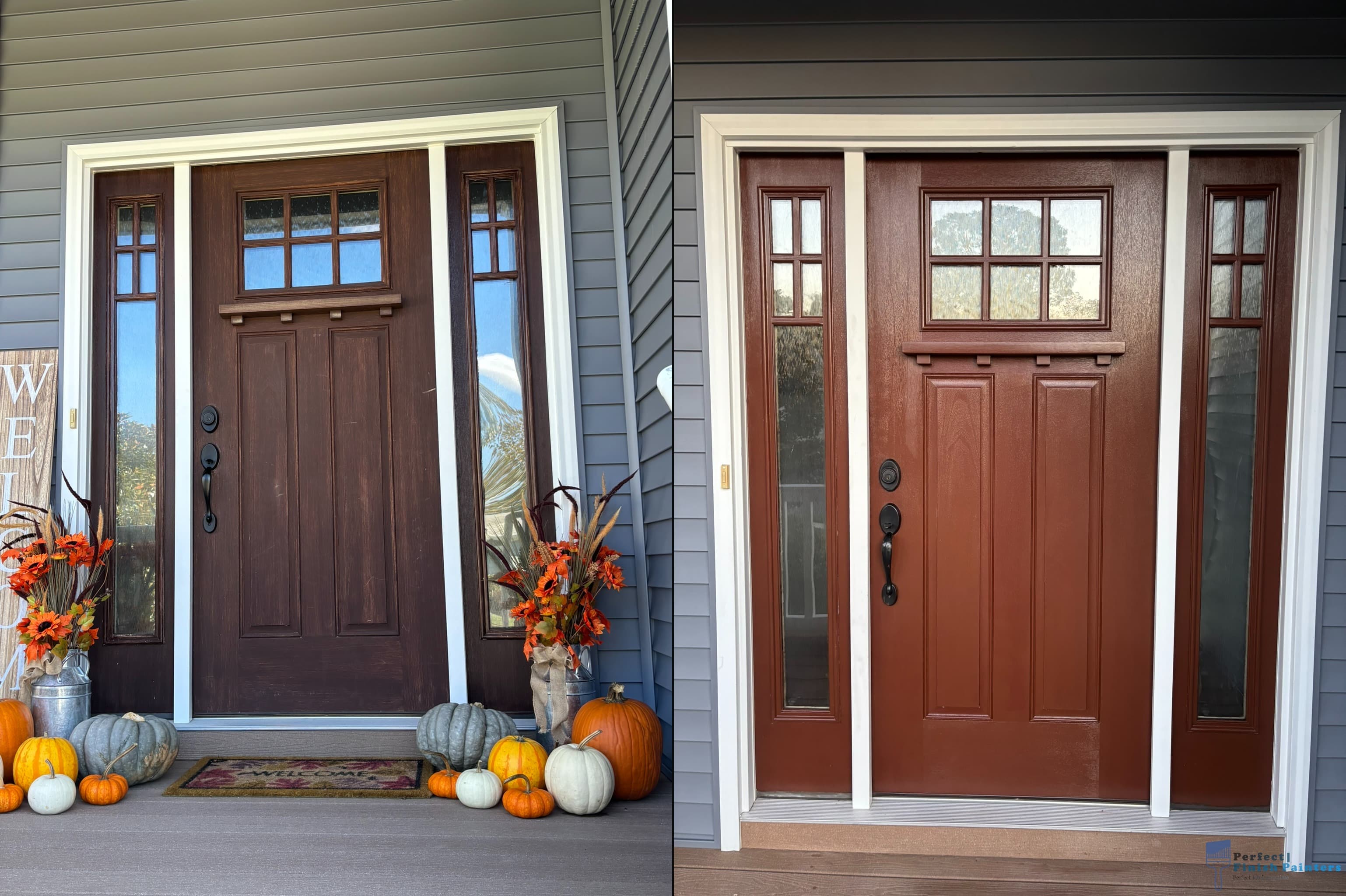 Front door refinishing before and after in Somers Point NJ