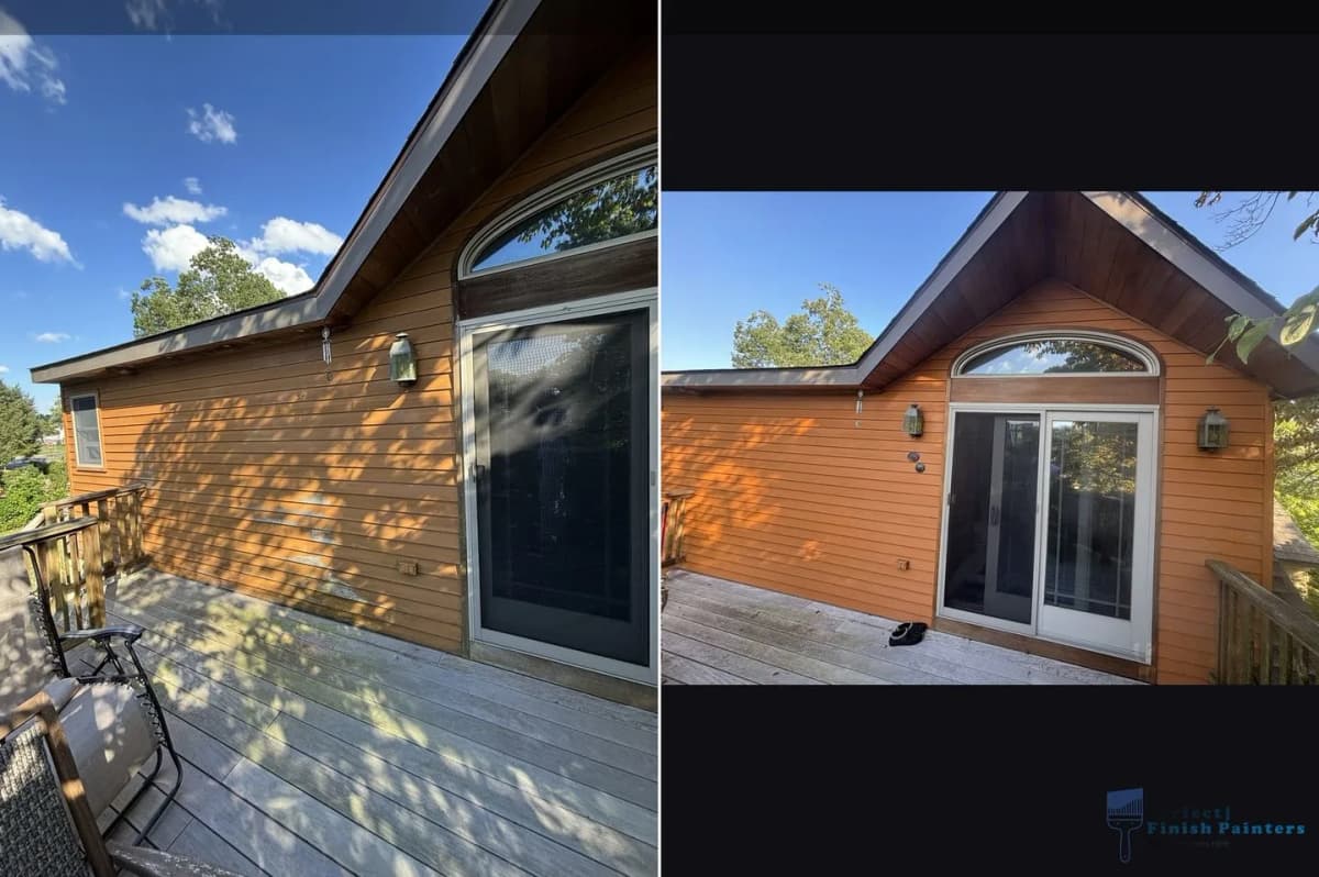 Cedar siding repair and staining before and after in Egg Harbor Township NJ